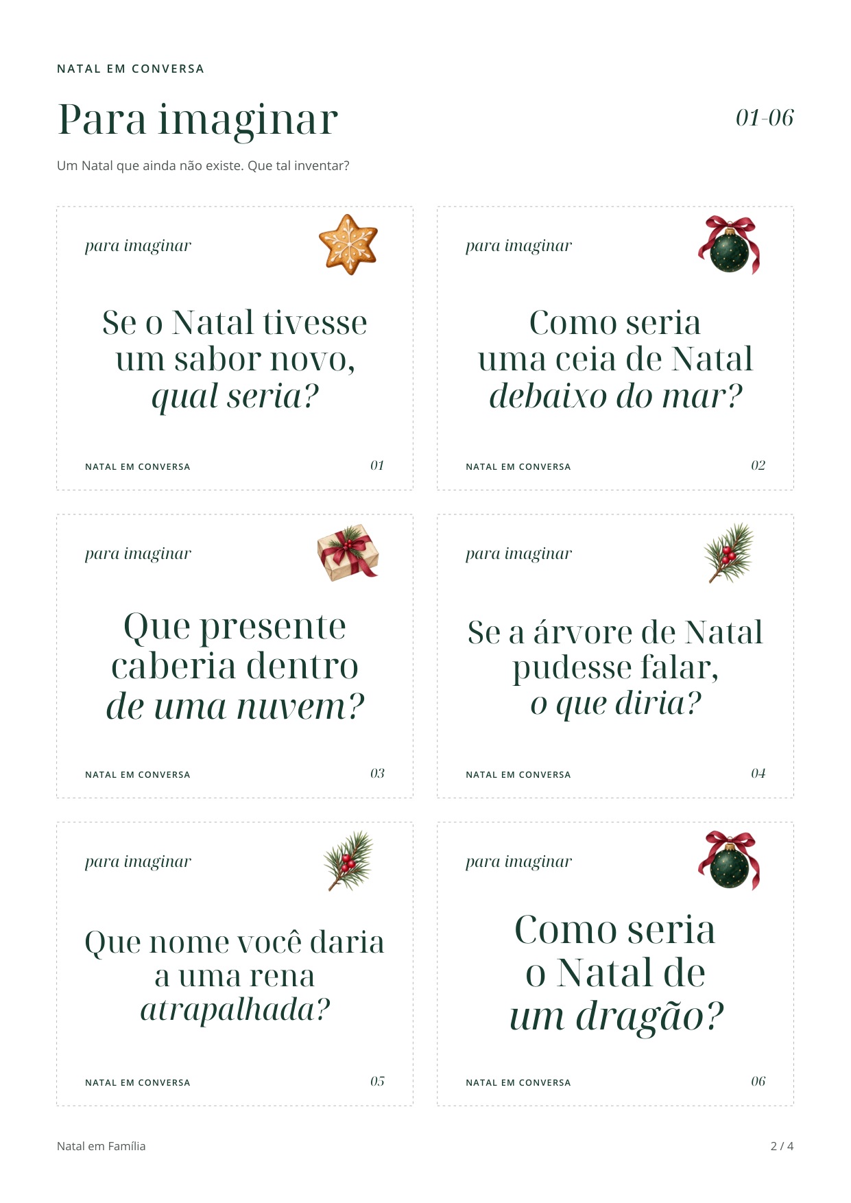 Prévia da edição ilustrada de cartões de conversa.